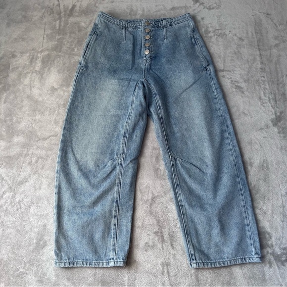 Miou Muse Denim - MIOU MUSE Wide Leg High Waist Jeans Womens Size Medium Cotton Button Fly